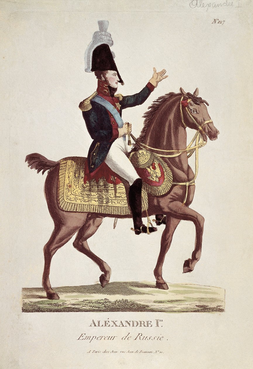 Portrett av Alexandre I (farget gravering) av Unknown artist