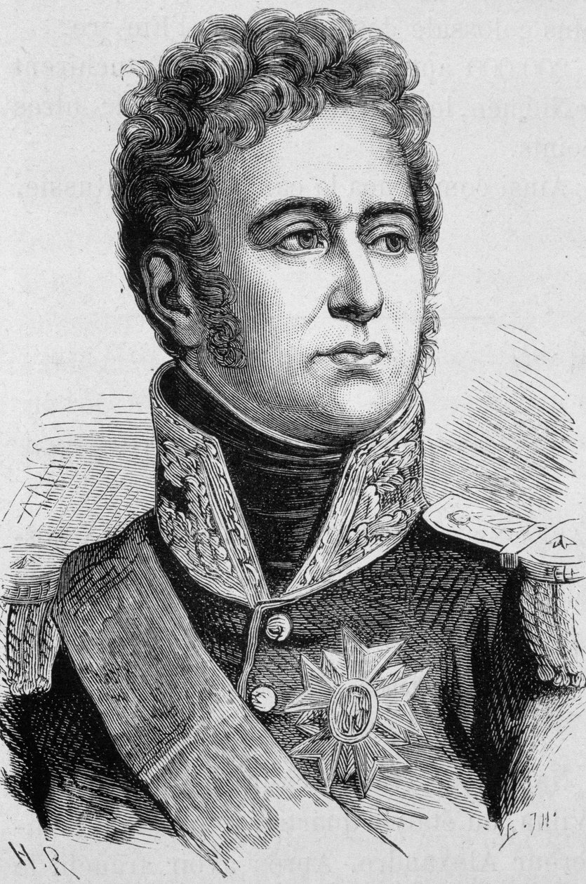 Portrett av Alexandre Law, Marquis de Lauriston (1768 - 1828). Gravering av slutten av 1800-tallet i "Histoire de France"" av H. Martin. av Unknown artist