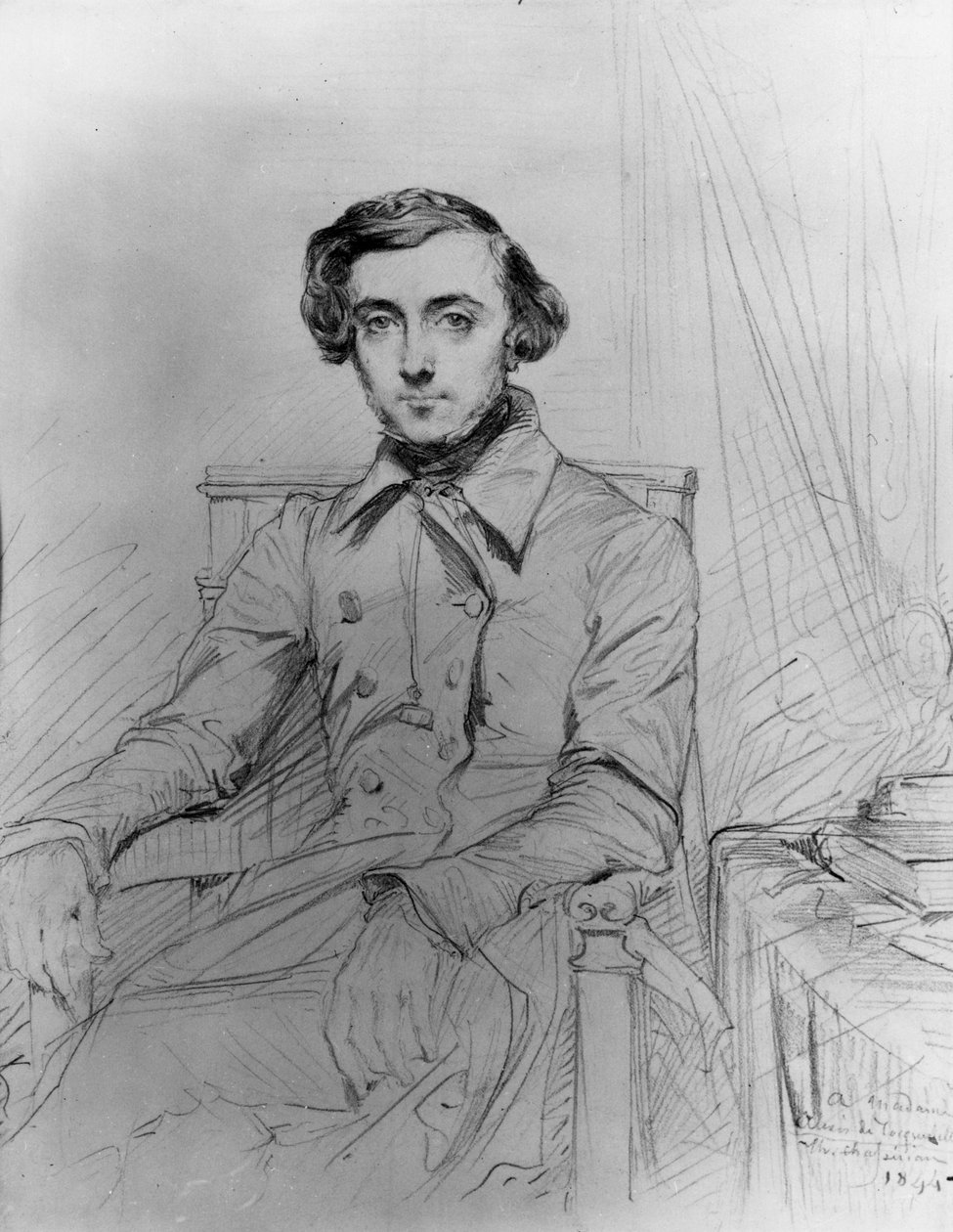 Portrett av Alexis de Tocqueville (1805-1859). av Unknown artist