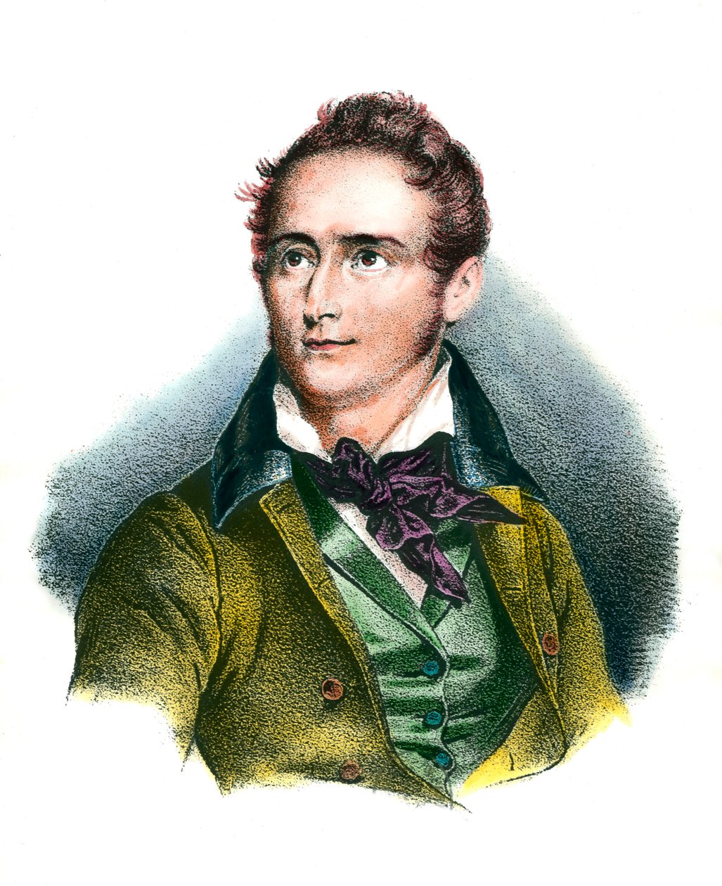 Portrett av Alphonse de Lamartine (1790-1869) poet francais Gravering av det 19. århundre Privat samling av Unknown artist