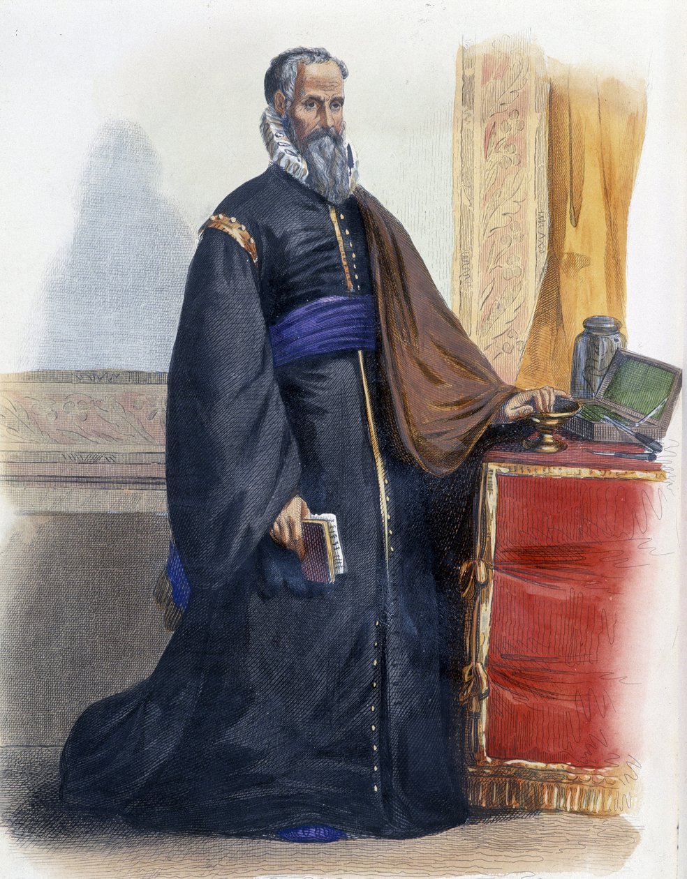 Portrett av Ambroise Paré, fransk lege og kirurg (1509-1590). - i "" Den franske Plutarch"" utg. Mennechet, Paris av Unknown artist