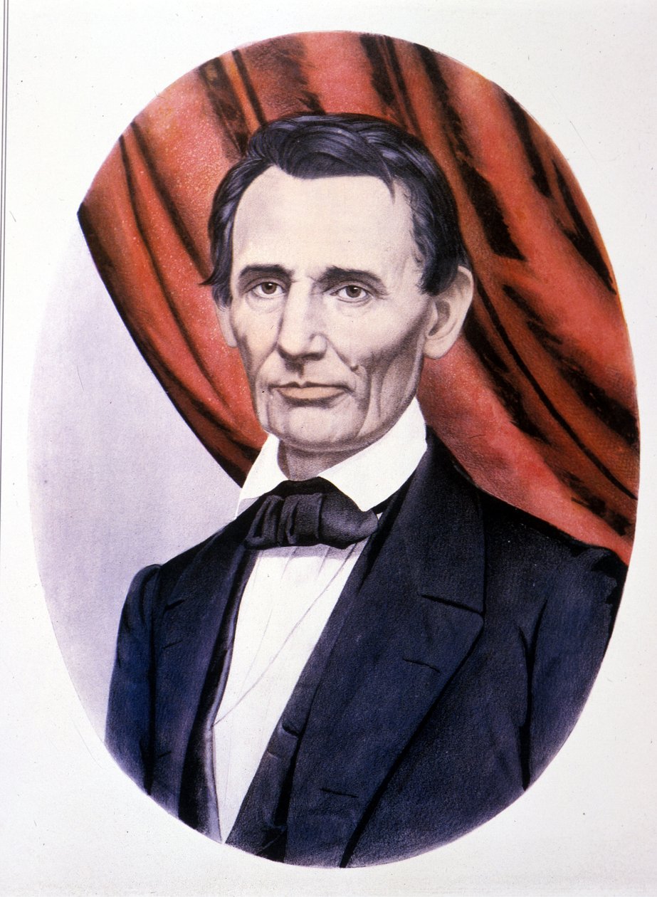 Portrett av den amerikanske presidenten Abraham Lincoln (1809 - 1865). av Unknown artist