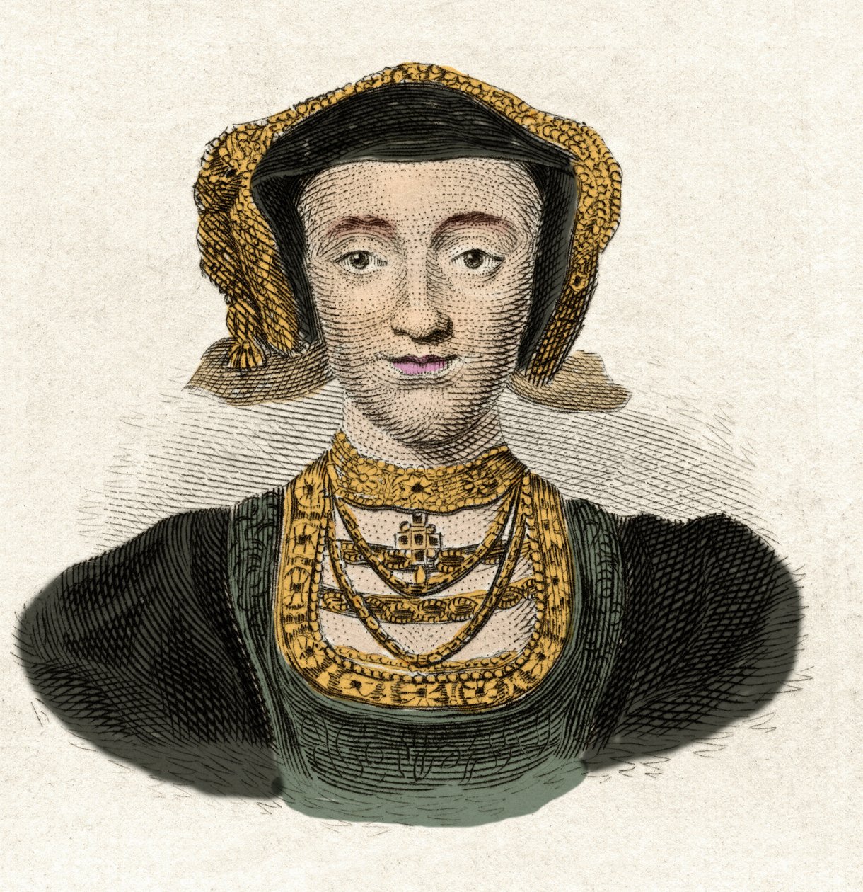 Portrett av Anne de Cleves (1515-1557) Fjerde kone til kong Henry VIII Gravering av det 19. århundre av Unknown artist