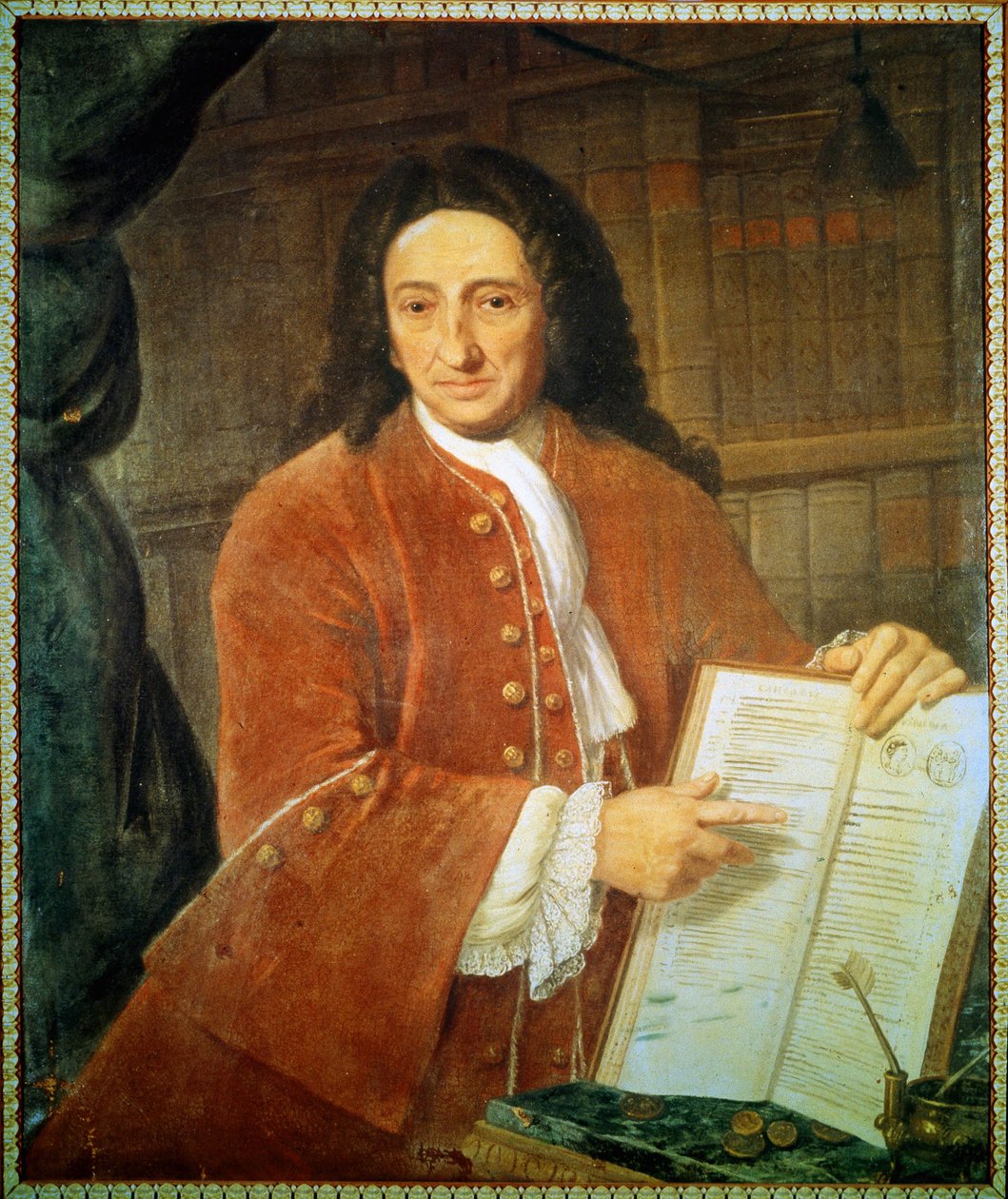 Portrett av Apostolo Zeno (1668 - 1750), librettist og poet. av Unknown artist