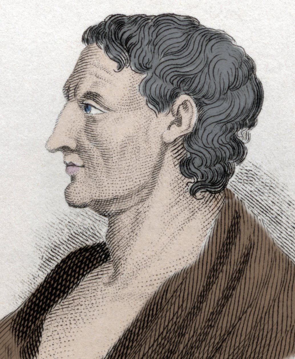 Portrett av Aristoteles kjent som stagiritten, på gresk Aristoteles greske filosof (384 f.Kr. til 322 f.Kr.). Gravering av 1800-tallet. av Unknown artist