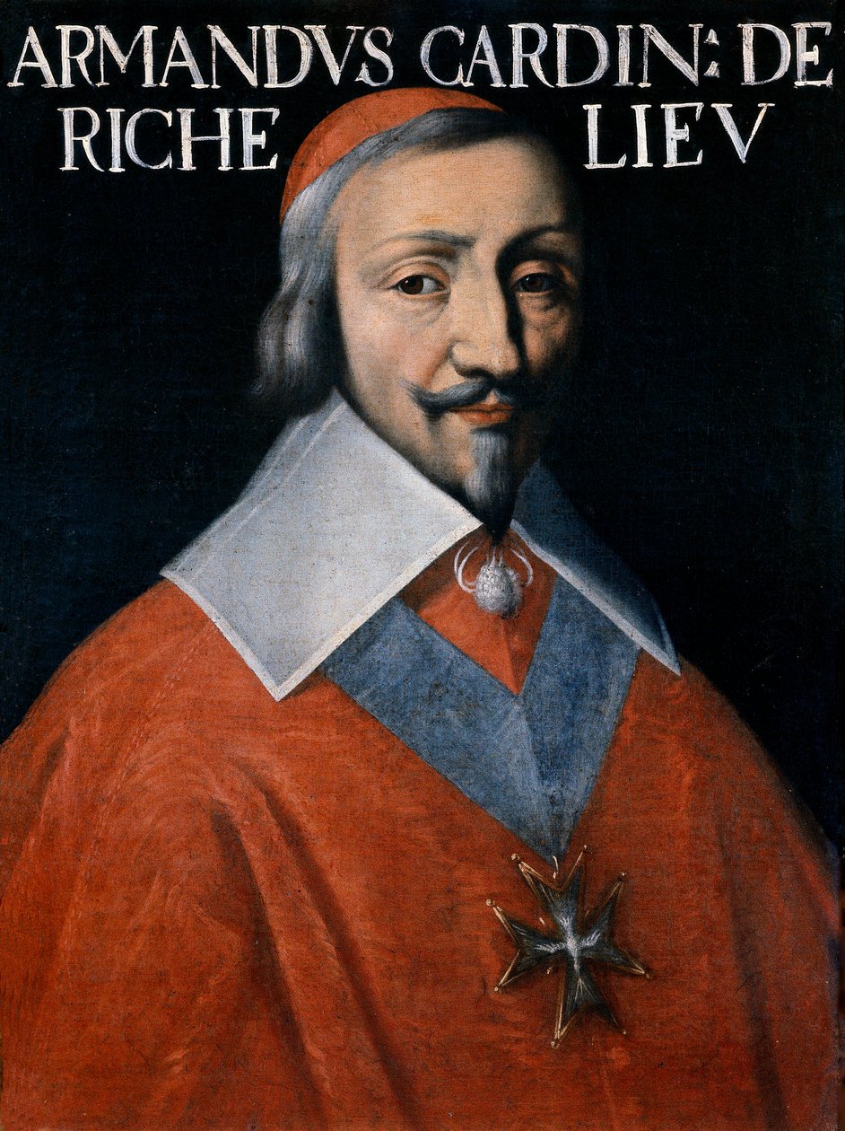 Portrett av Armand-Jean du Plessis, kardinal Richelieu, detalj av Unknown artist