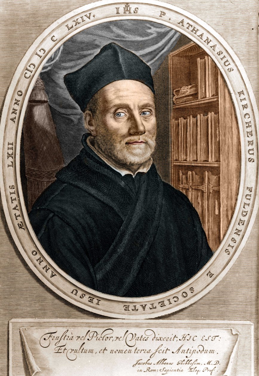 Portrett av Athanasius Kircher (1601 - 1680), jesuiter, orientalist og tysk lærd - Gravering sd 1700-tallet av Unknown artist