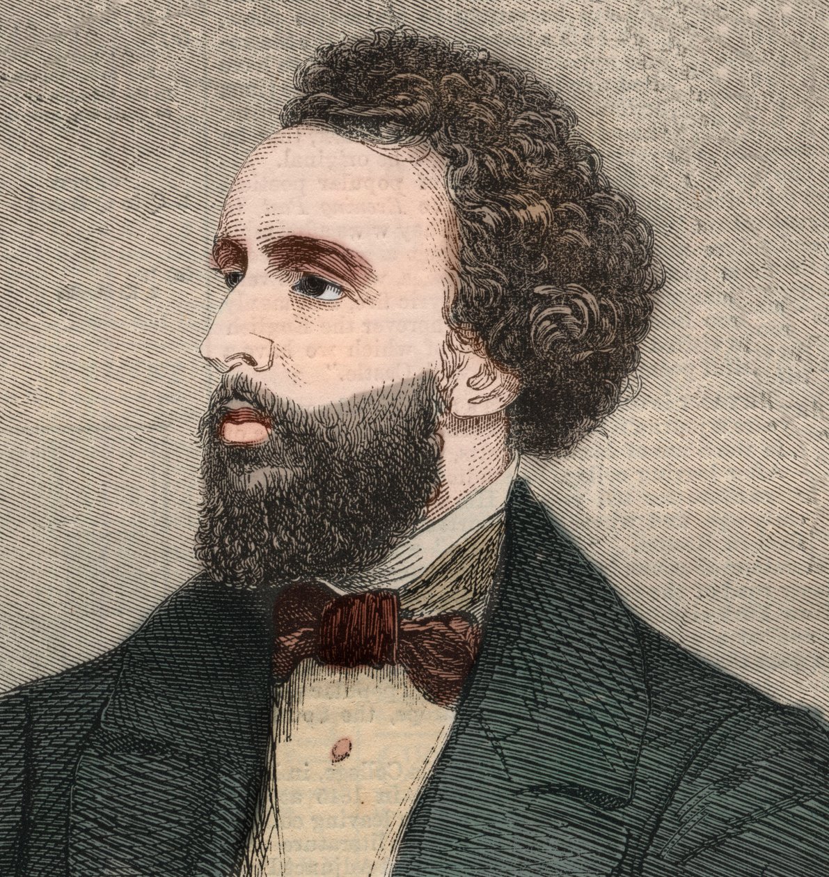Portrett av Bayard Taylor (1825-1878), amerikansk poet. Gravering i "" The illustrated London News "" av 23. januar 1858. av Unknown artist