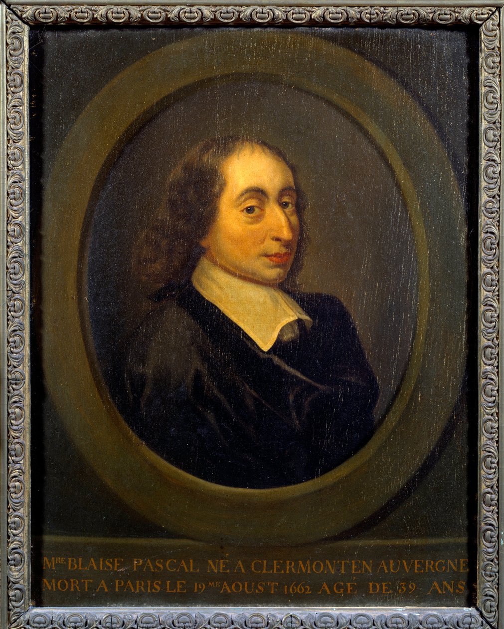 Portrett av Blaise Pascal (1623-1662), fransk fysiker, matematiker og forfatter. Anonymt maleri. Port Royal, Musee Des Granges av Unknown artist