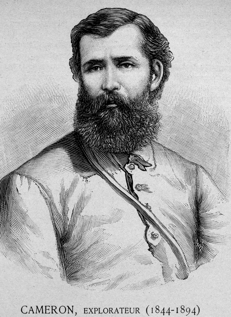 Portrett av Cameron, Explorer (1844 - 1894) - grav. 1800-tallet av Unknown artist