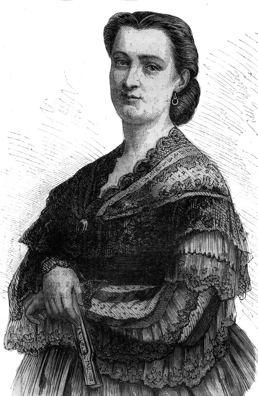 Portrett av Carlotta Patti (1835-1889) lyrisk sanger, søster av Adelina Patti. av Unknown artist
