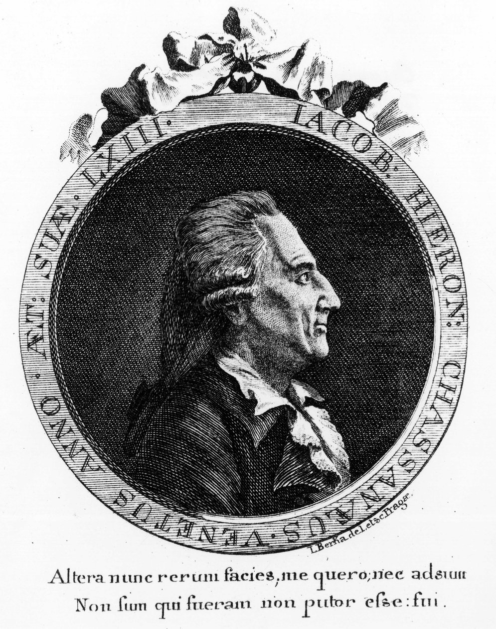 Portrett av Casanova (1725 - 1798) - portrett i frontispice, i "" Historien om min flukt fra fengslene i Republikken Venezia", skrevet til Dux i Böhmen av Unknown artist