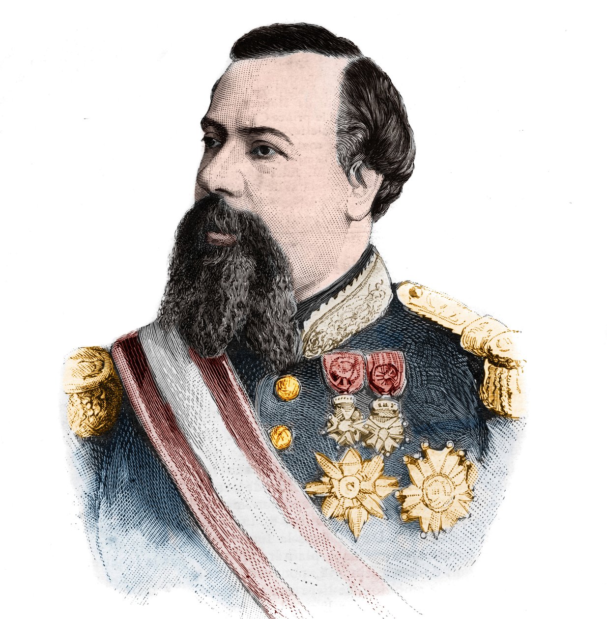 Portrett av Charles III Grimaldi (1818-1889), prins av Monaco (1856-1889). i «The Illustrous World» av 21. september 1889. av Unknown artist