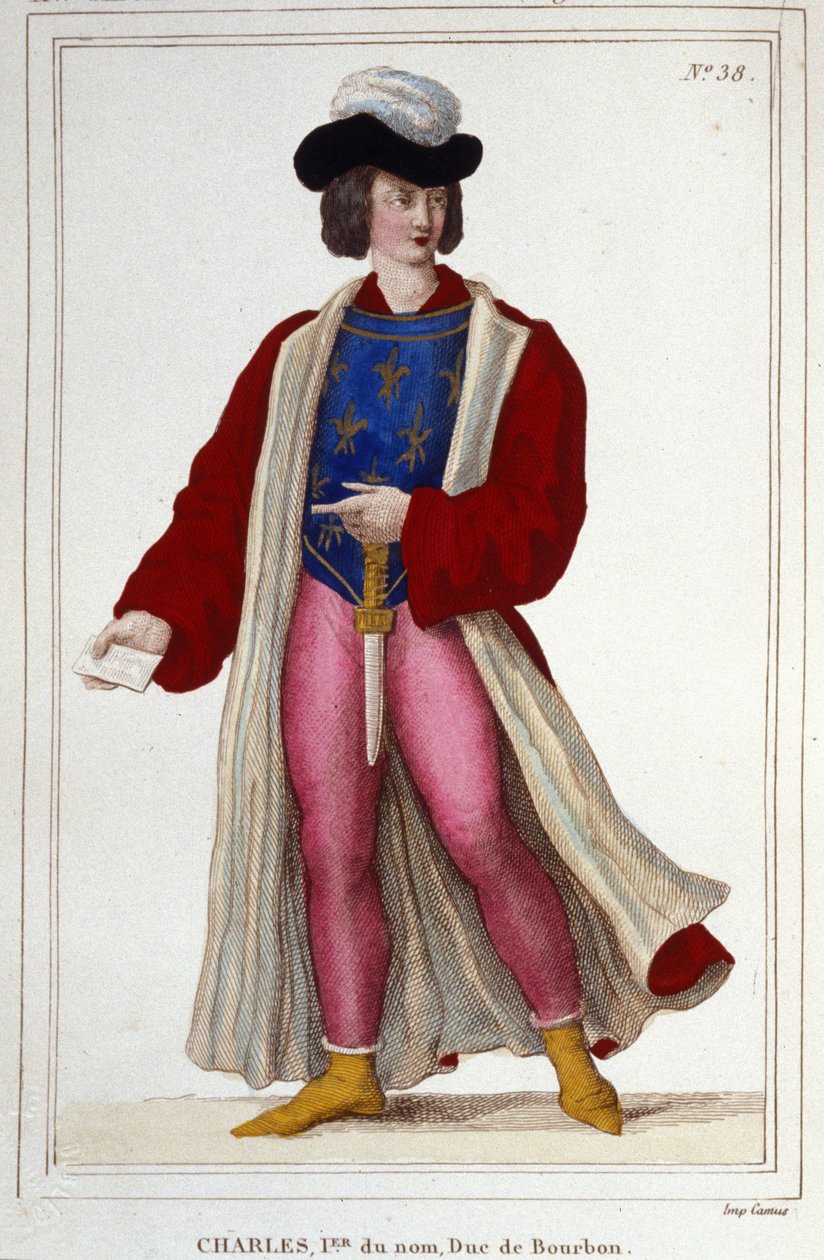 Portrett av Charles I av Bourbon 1401-1456. Gravering av 1830 av Unknown artist