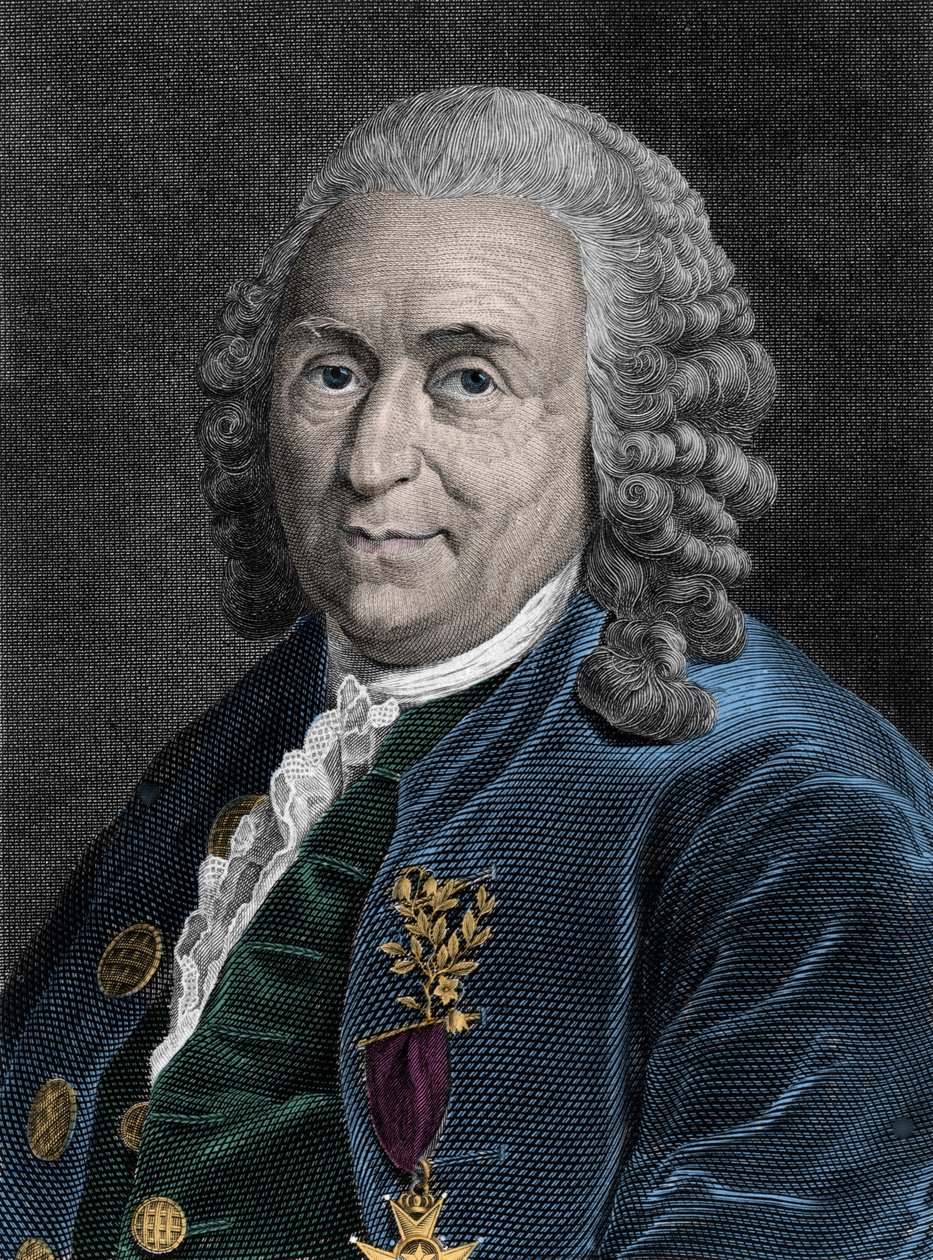 Portrett av Charles Linne (Carl von Linne, Linneus 1707-1778), svensk naturforsker. Gravering av 1800-tallet. av Unknown artist