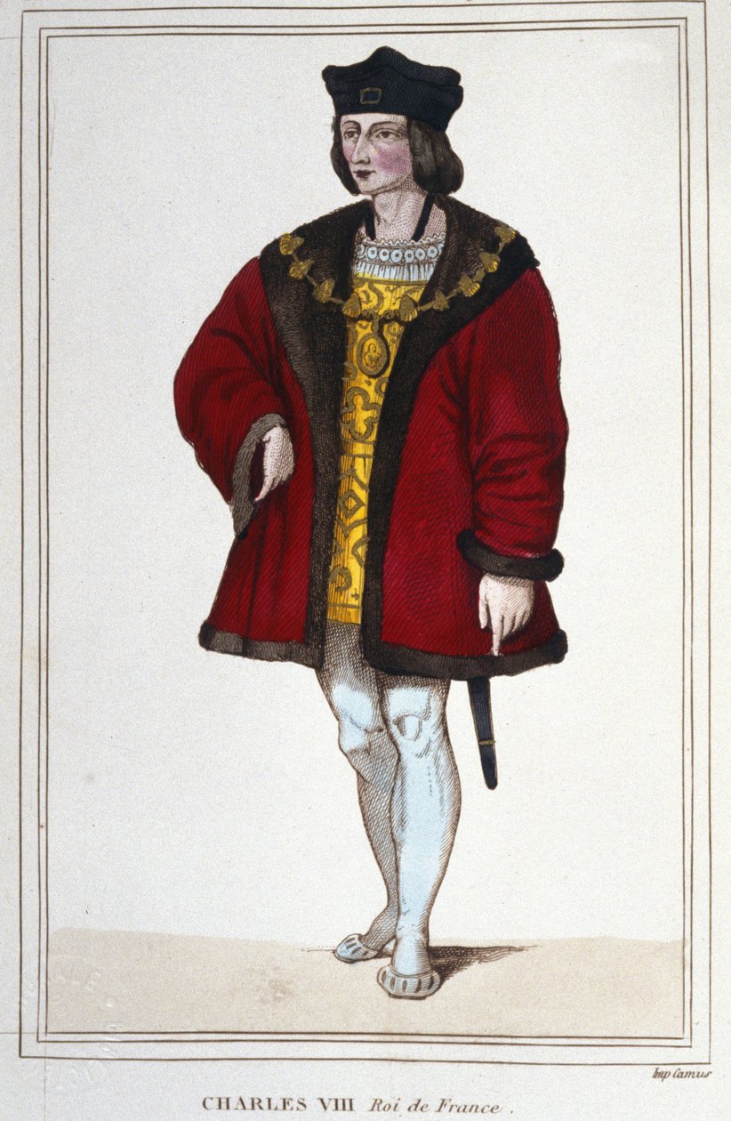 Portrett av Charles VIII (1470 - 1498), konge av Frankrike gravering fra 1830 av Unknown artist