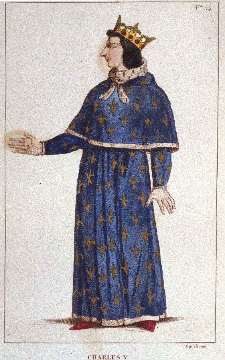Portrett av vismannen Karl V (1338 - 1380). gravering av 1830 av Unknown artist