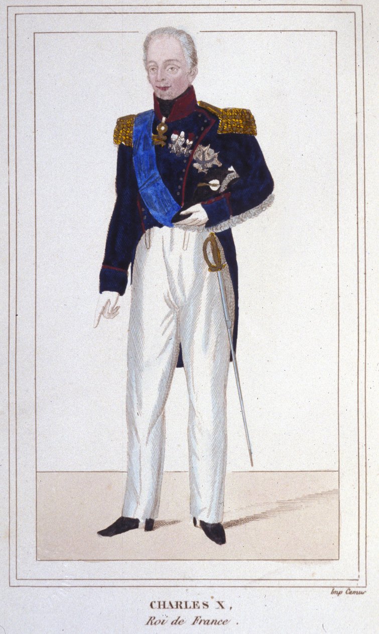 Portrett av Charles X, konge av Frankrike (1757 - 1836) gravering av 1830 av Unknown artist