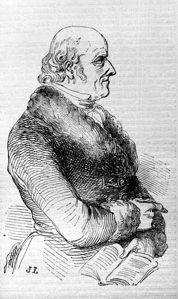Portrett av Christian Hahnemann (1755 - 1843), grunnlegger av homeopati. Gravering av 1800-tallet. av Unknown artist