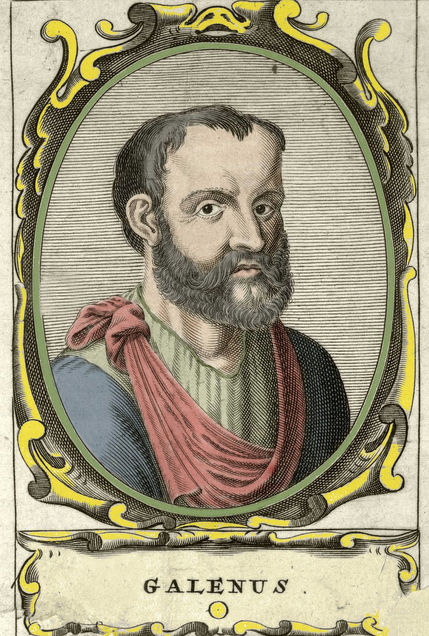 Portrett av Claude Galien (Claudio Galeno eller Claudius Galenus eller Galen, v. 131 - v. 201), gresk lege. 1700-talls gravering. av Unknown artist