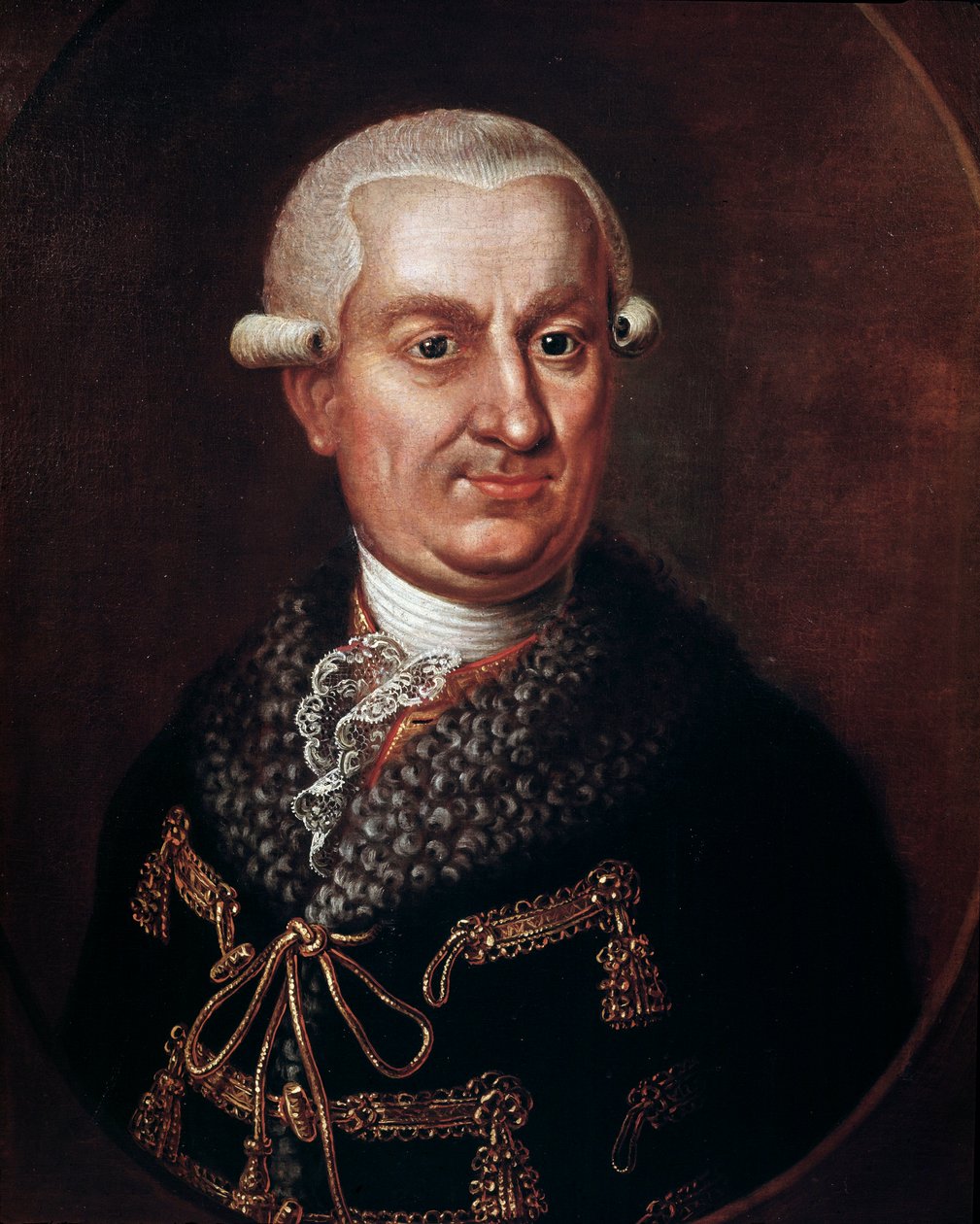 Portrett av grev Franz Anton von Nostitz-Rieneck (1725-1794) grunnlegger av statsteatret i Praha i 1783 (Portrett av aristokraten Frantisek Antonin grev Nostitz Rieneck som bygde Estates Theatre eller Stavovske divadlo, Praha) Anonymt maleri av Unknown artist