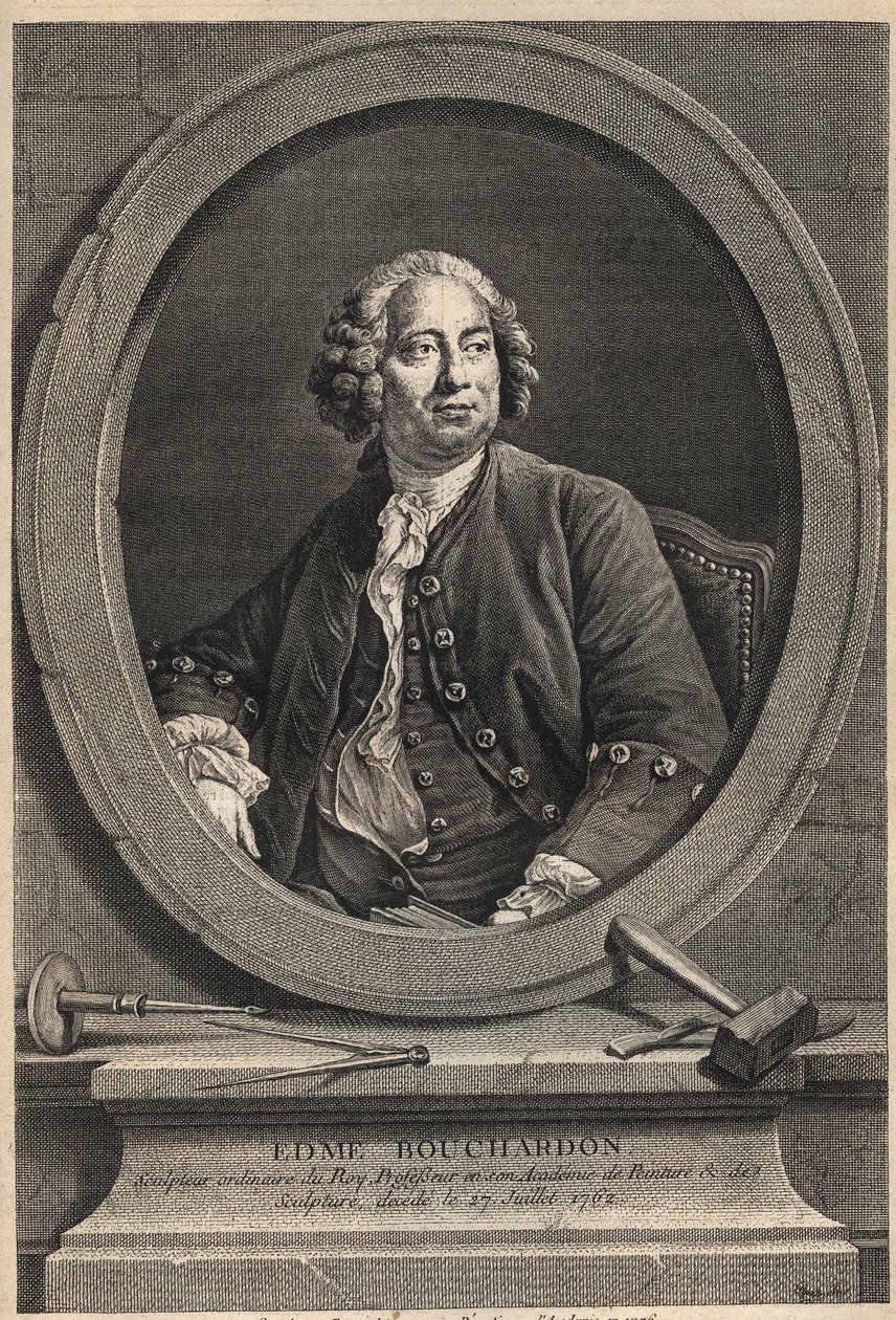 Portrait of Edme Bouchardon (1698-1762) French sculptor and cartoonist - engraving of 1776 av Unknown artist