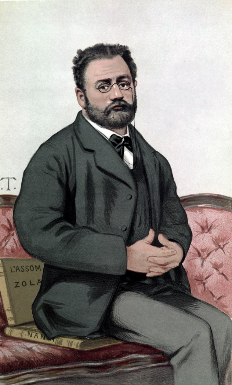 Portrett av Emile Zola (1840-1902) - i "" Vanity Fair""" av 24.1.1880. av Unknown artist