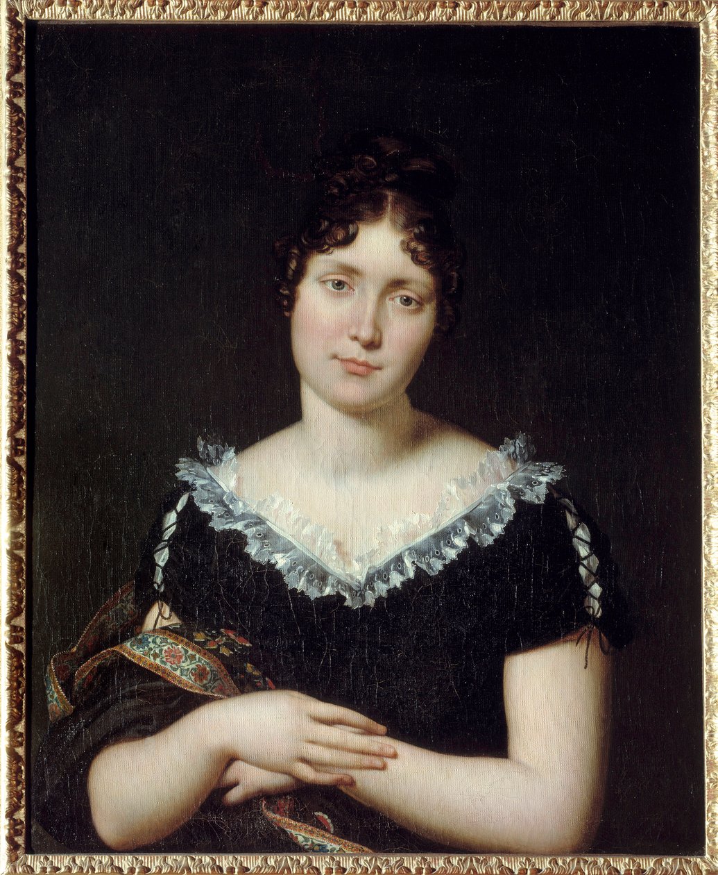 Portrett av Emilie Louise de Beauharnais (1781-1855), Comtesse de Lavalette, datter av Francois de Beauharnais (1756-1846) giftet seg med Antoine de Lavalette (1765 - 1830) i 1802. Hun redder mannen sin under restauranten ved å erstatte ham på concierge. av Unknown artist