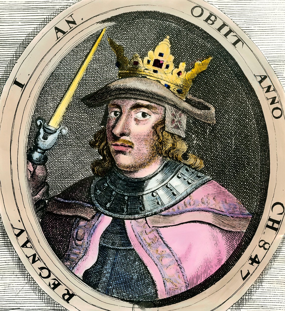 Portrett av Erik (Erik) I Eigod (1056-1103) Konge av Danmark Gravering fra 1700-tallet Privat samling av Unknown artist