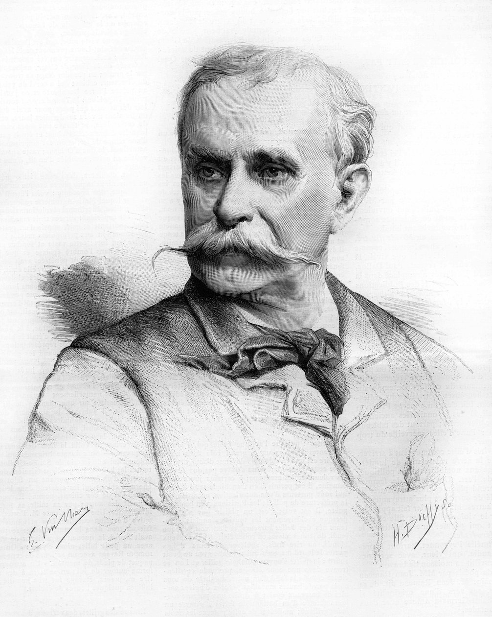 Portrett av Ernest Reyer.Fransk komponist (1823 til 1909) Tegning av MG Vuillier. av Unknown artist