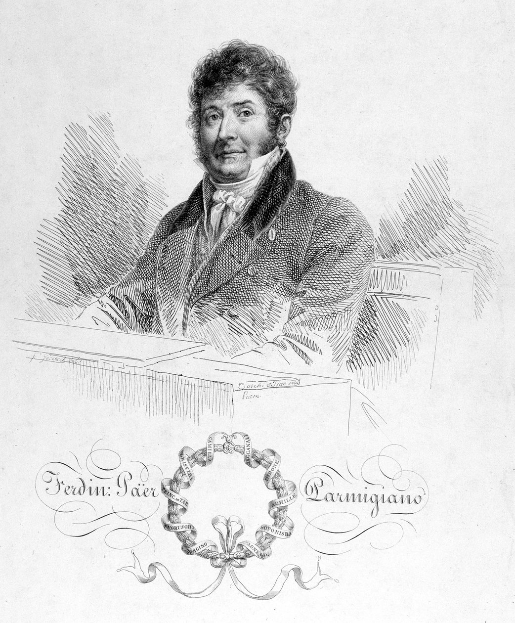 Portrett av Ferdinando Paer (1771 - 1839). Han var kapellmester for Napoleon I og deretter direktør for Opera Comique. av Unknown artist