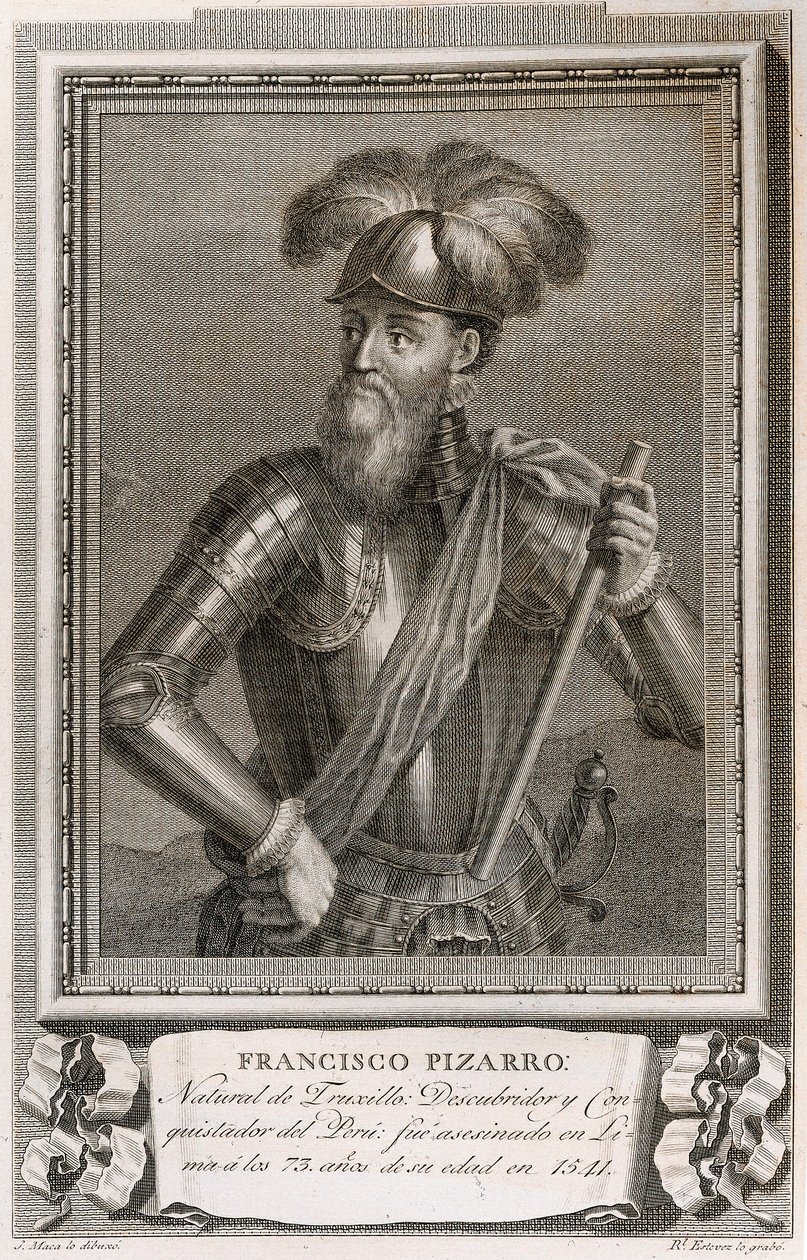 Portrett av Francisco Pizarro (gravering) av Unknown artist