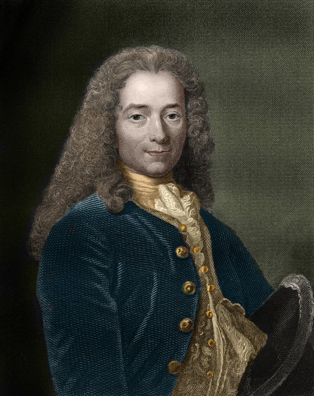 Portrett av Francois-Marie Arouet, dit Voltaire (1694 - 1778), fransk forfatter og filosof. av Unknown artist