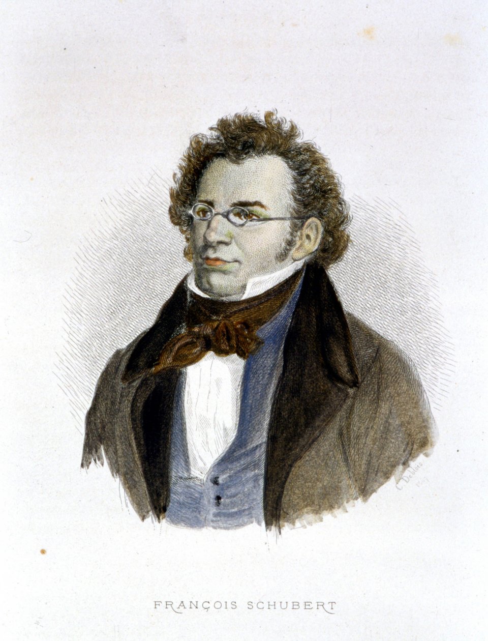Portrett av Frantz Schubert (1797 - 1828) - gravering av Unknown artist