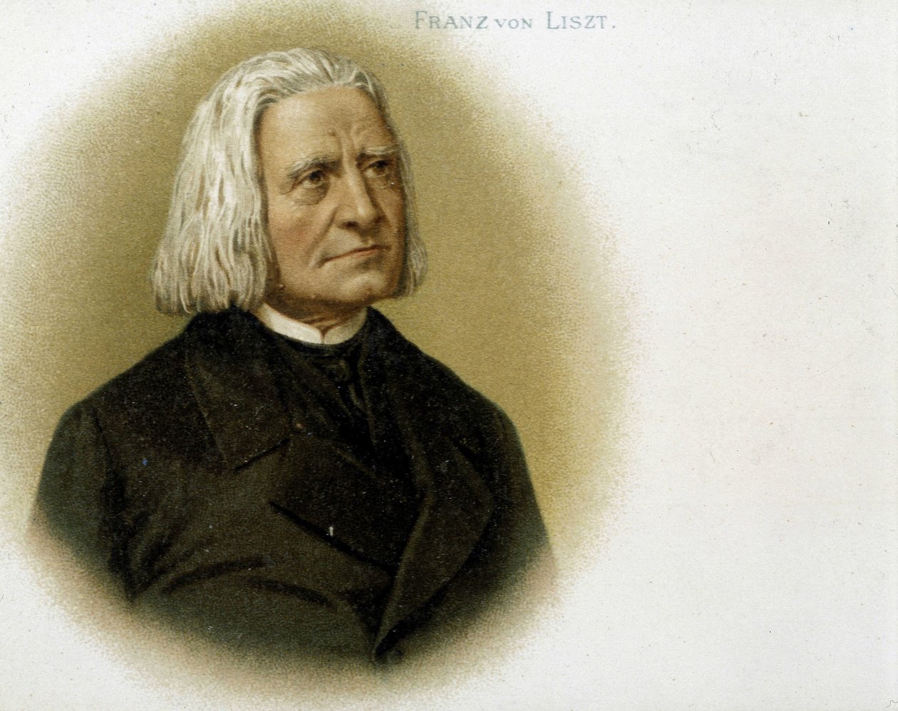 Portrett av Franz Liszt. 1800-talls kromolitografi. av Unknown artist