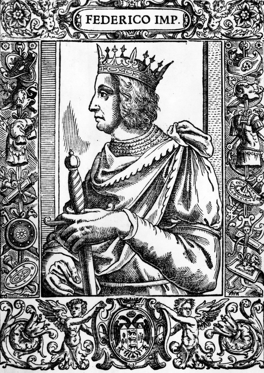 Portrett av Frederic II (1194-1250), tysk keiser. av Unknown artist