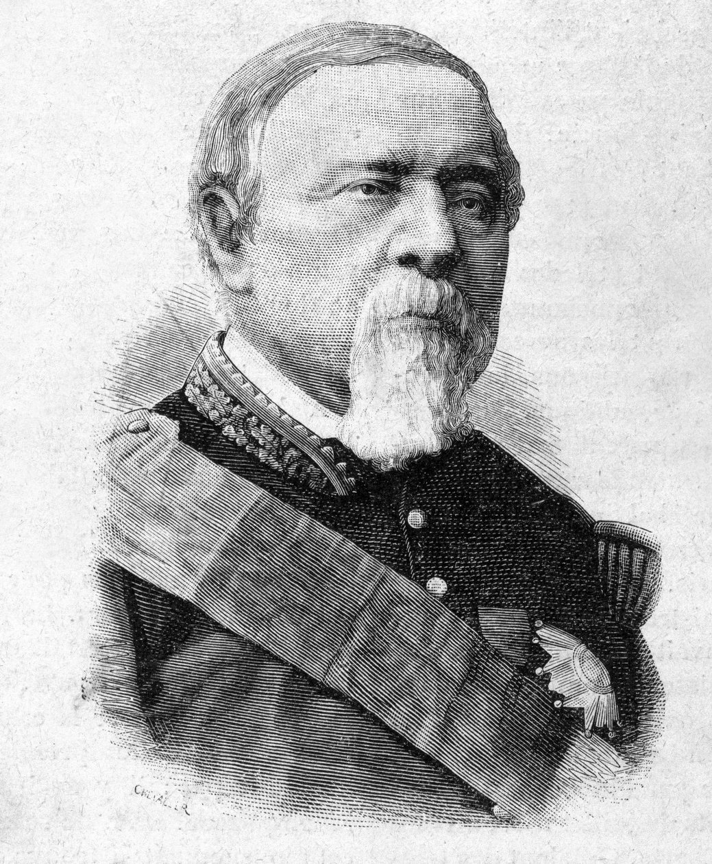 Portrett av General de Ladmirault (1808 - 1898) - i "" Les Contemporains", n.d. sent på 1800-tallet. av Unknown artist