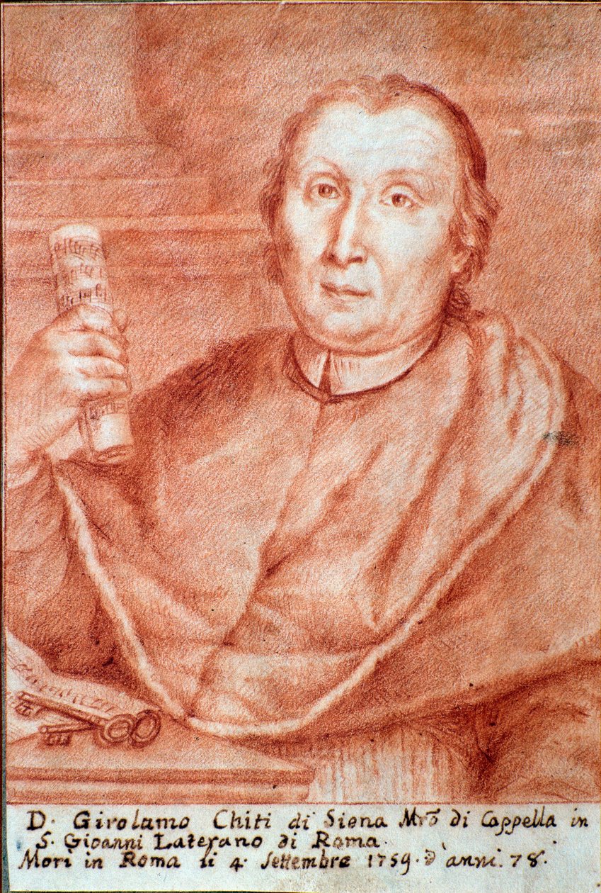 Portrett av Girolamo Chiti di Siena (1679-1759) italiensk kapellmester (kapellmester) Gravering. 18. århundre. Bologna, Civic Museum Museum av Unknown artist