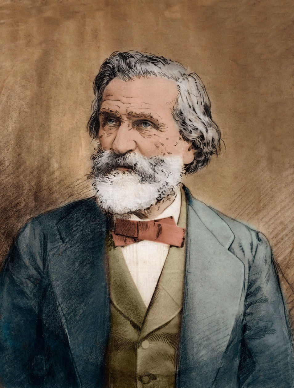 Portrett av Giuseppe Verdi - Portrett av den italienske komponisten Giuseppe Verdi (1813 - 1901) ca. 1887 av Unknown artist