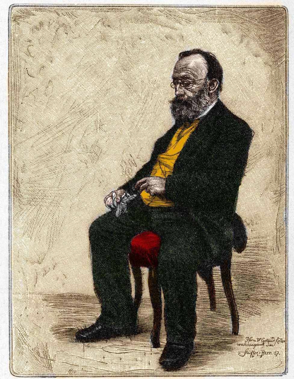 Portrett av Gottfried Keller (1819-1890), tysktalende sveitsisk forfatter og poet. av Unknown artist
