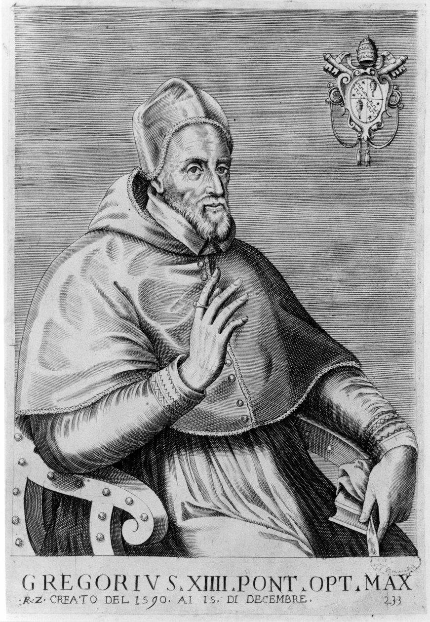 Portrett av Gregor XIV (1535 - 1591). av Unknown artist