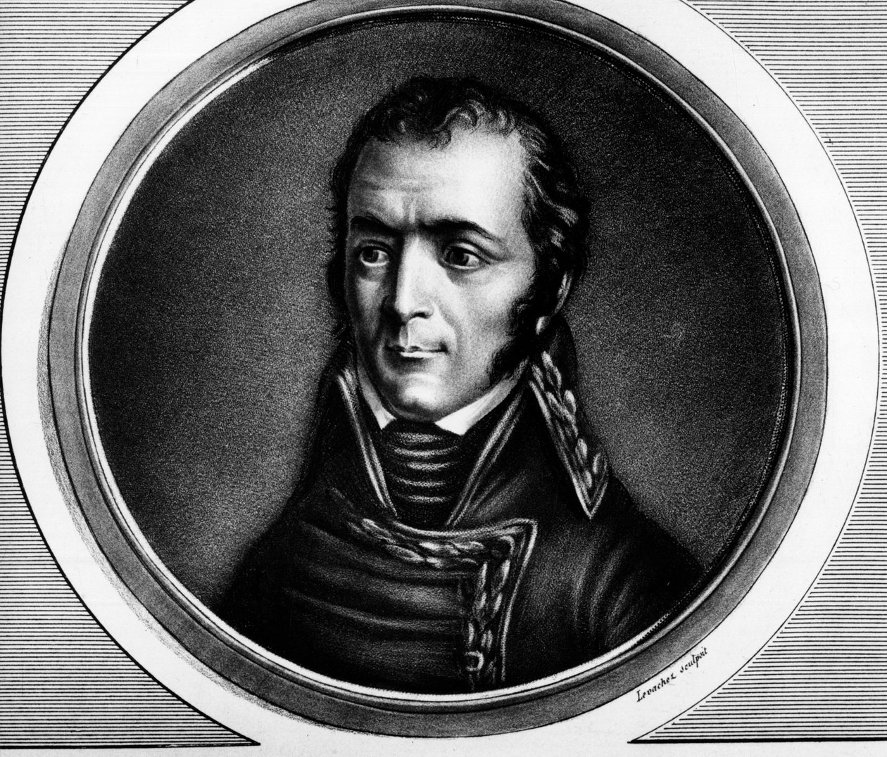 Portrett av Guillaume Marie-Anne Brune (1763-1815), marechal av Frankrike. Gravering i "" Komplett samling av historiske malerier fra den franske revolusjonen, i tre bind.""" 1804. av Unknown artist