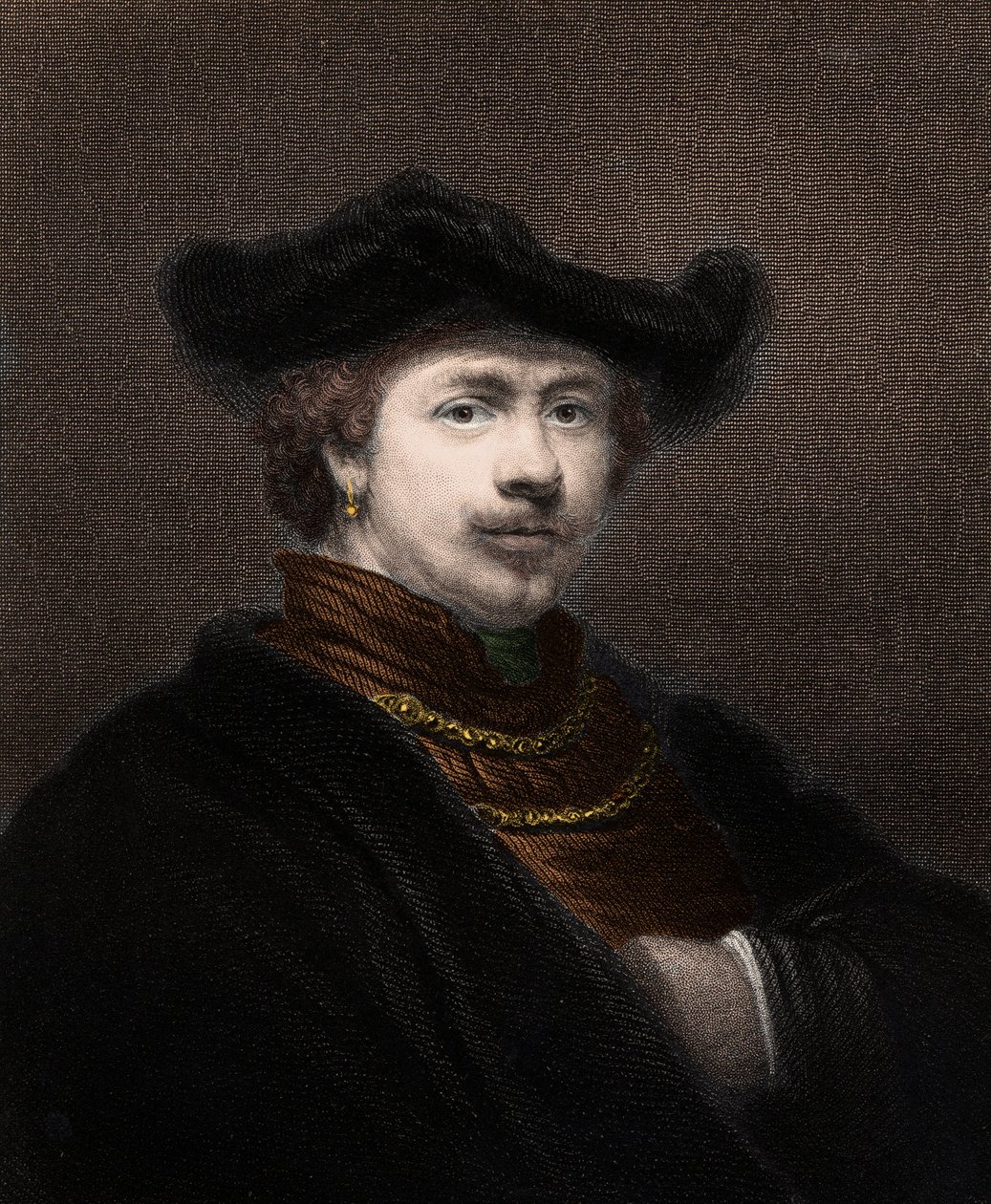 Portrett av Harmenszoon van Rijn Rembrandt (1606-1669), nederlandsk maler - Harmenszoon Van Rijn Rembrandt 1606-1669 - gravering - 1800-tallet av Unknown artist