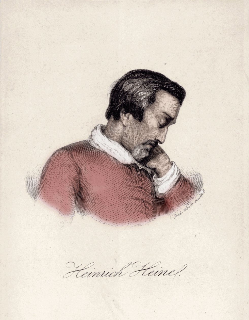 Portrett av Heinrich Heine (1797-1856), tysk forfatter. av Unknown artist