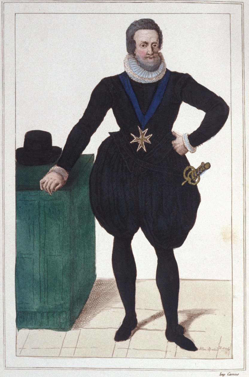 Portrett av Henry IV (1553-1610), konge av Frankrike, gravering av 1830 av Unknown artist