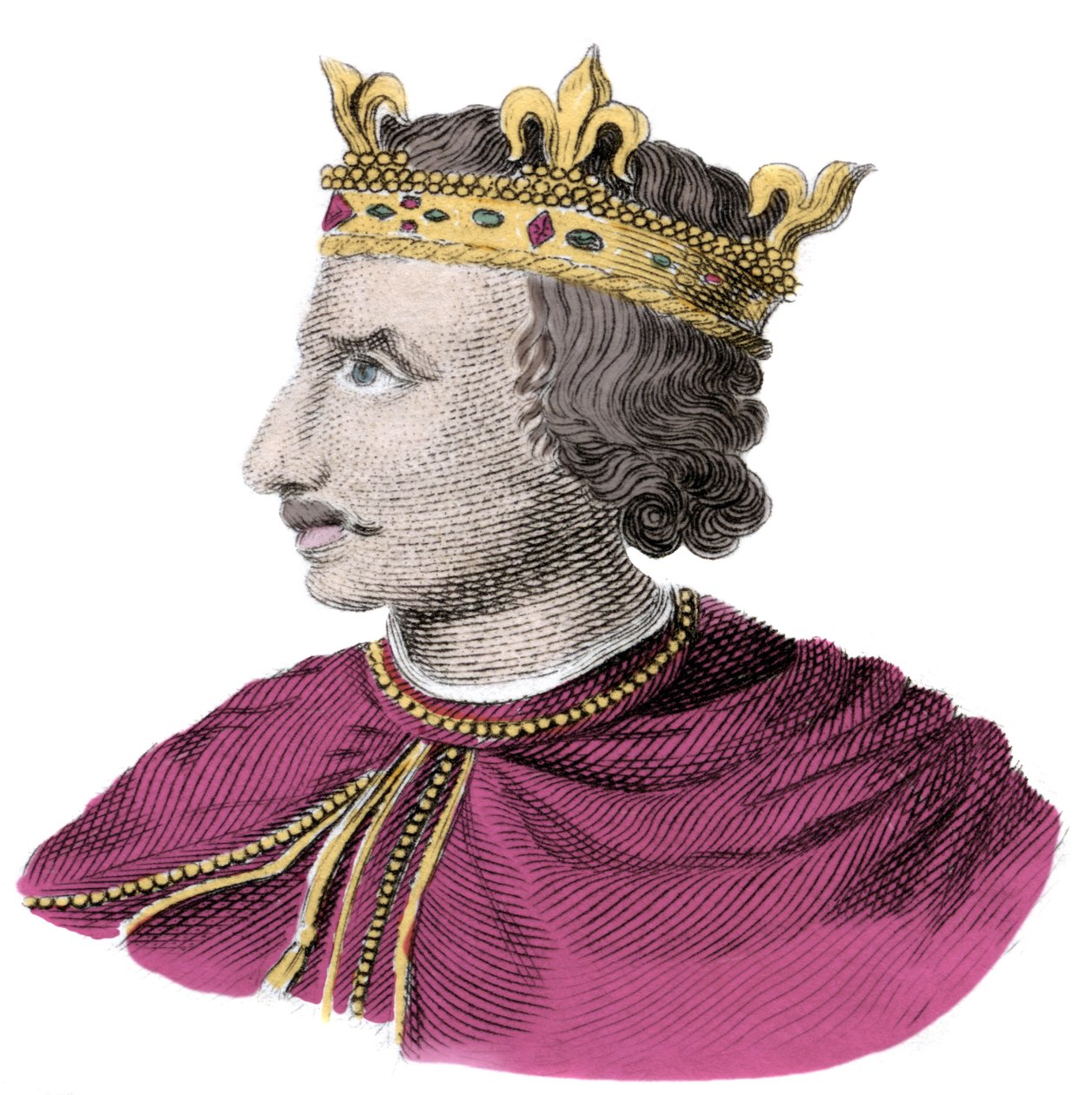Portrett av Henry I Beauclerc (1068-1135), tredje normanniske konge av England. Gravering av 1800-tallet av Unknown artist