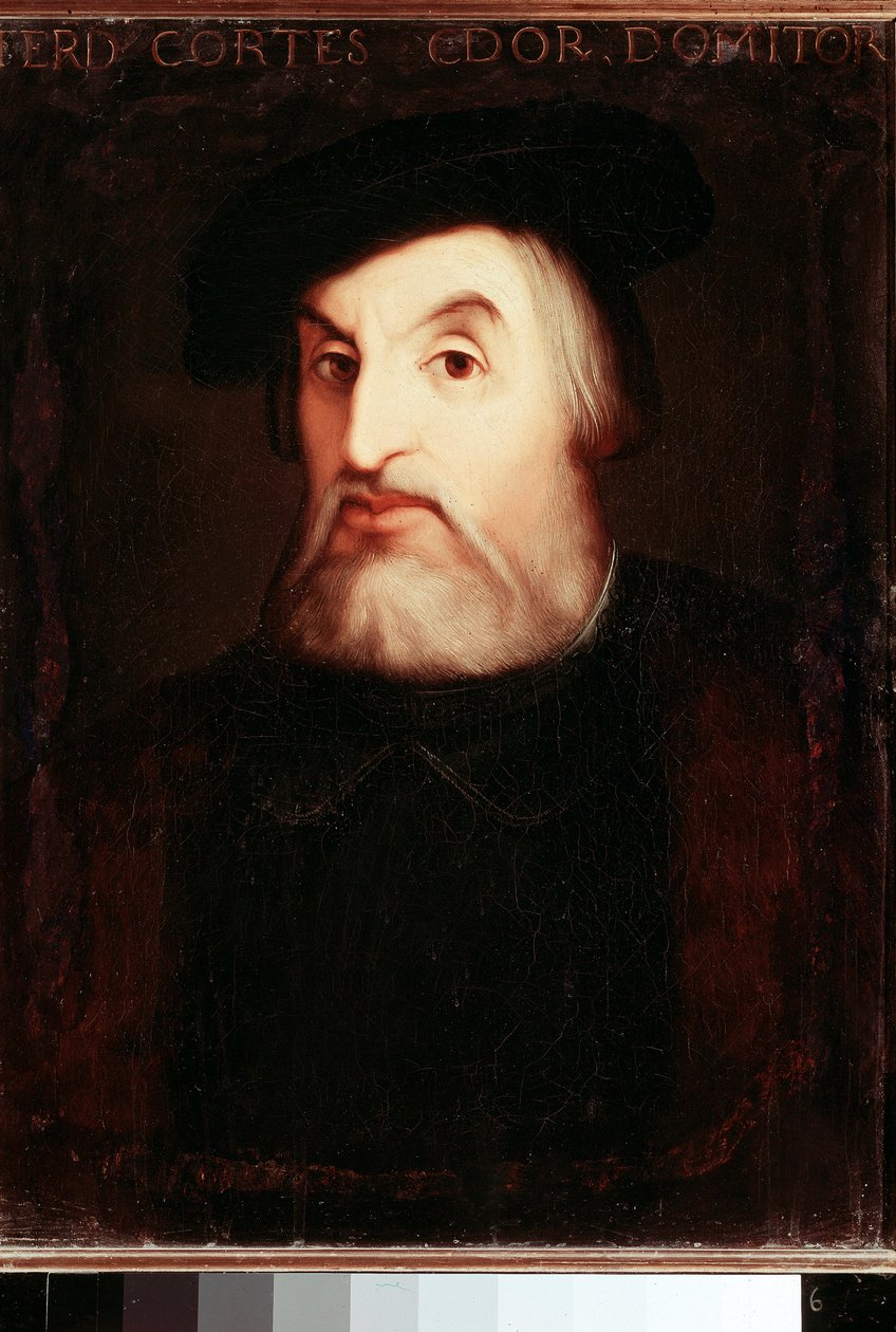 Portrett av Hernan CORTES (1485-1547), spansk conquistador av Mexico. Anonymt maleri. Madrid, Nasjonalbiblioteket. av Unknown artist