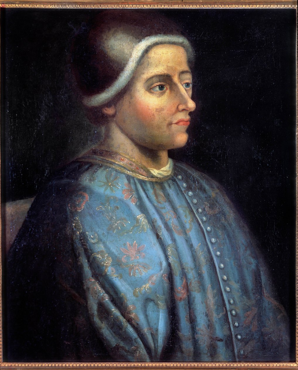 Portrett av Jacques Coeur (1395 - 1456) sølvtoner av kong Charles VII og fransk forretningsmann. Anonymt maleri av Unknown artist
