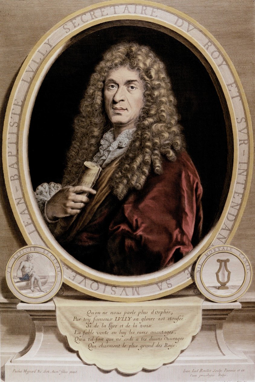 Portrett av Jean Baptiste Lully (Giovanni Battista Lulli) (1632-1687). av Unknown artist