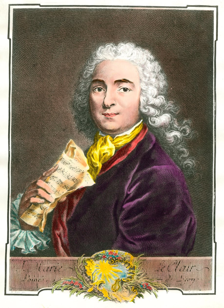 Portrett av Jean Marie Leclair (1697-1764) musiker, komponist og ballettmester i kongens rom. Gravering fra 1700-tallet. Privat samling av Unknown artist